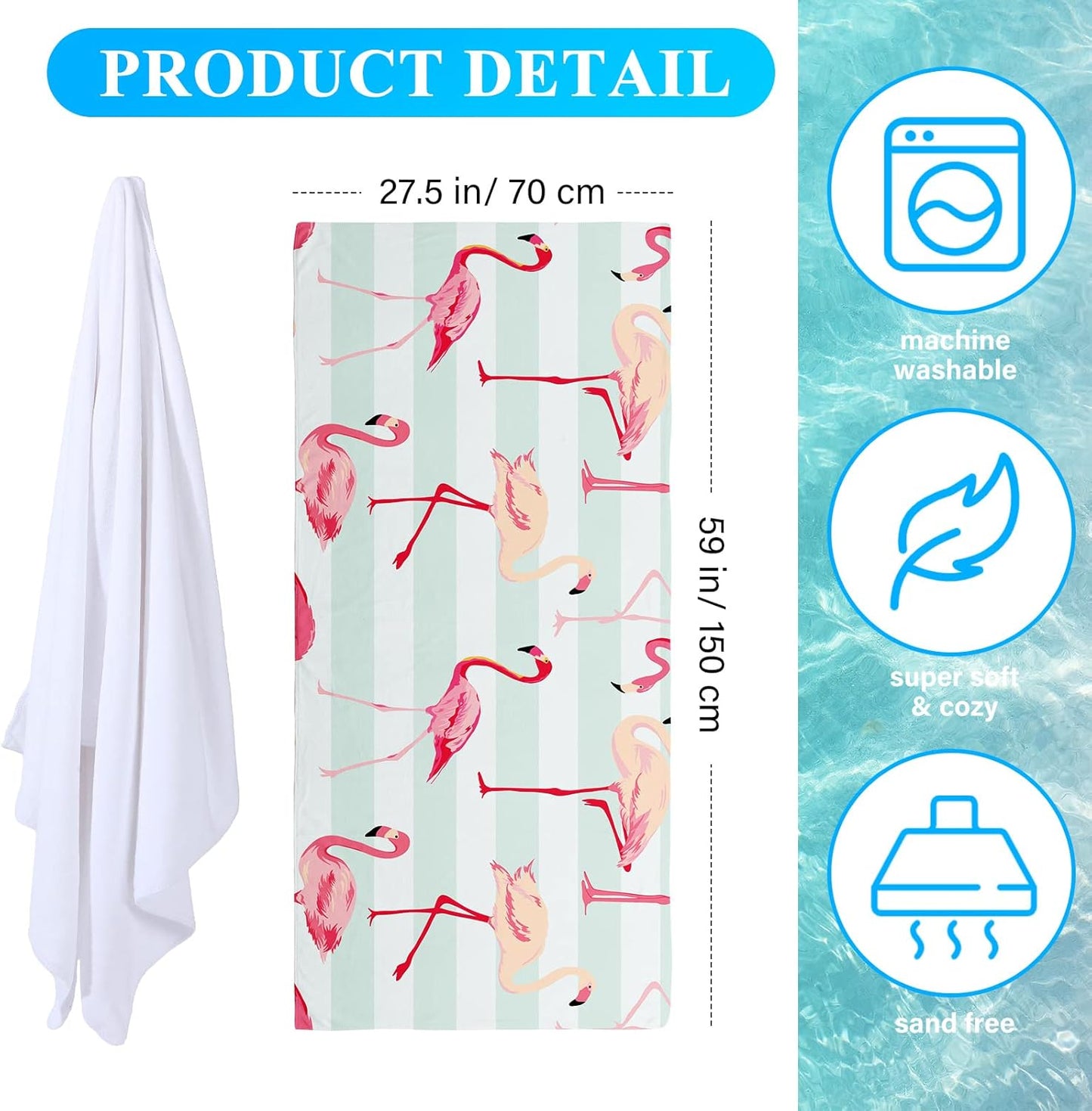 8 Pack: Sublimation Blank Bath Towels | 60" x 27" Microfiber Polyester Thick Towels | Absorbent White Towels