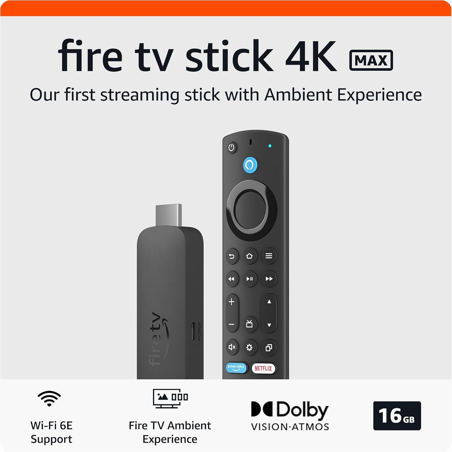 Amazon Fire TV Stick 4K Max Streaming Device (Newest Model) | Supports Wi-Fi 6E | Live TV without Cable or Satellite