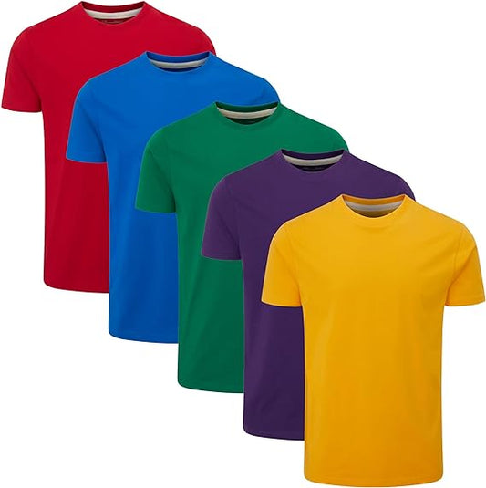 5 Pack: Men's Crew Neck Cotton T-Shirt (Available in Plus Size)