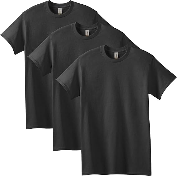 3 Pack: Unisex Adult Heavy Cotton T-Shirts Black (Available in Plus Size)