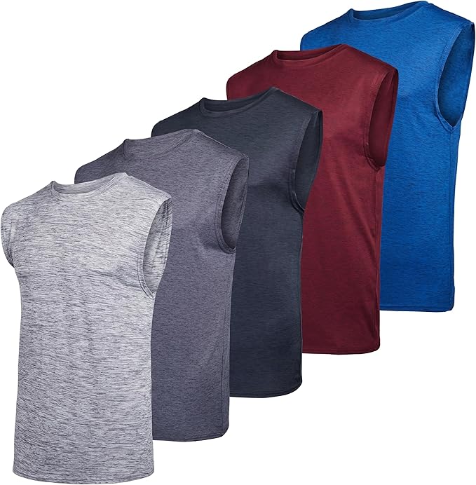 5 Pack: Men's Dry-Fit Active Muscle Tank Top Sizes (S-3XL)