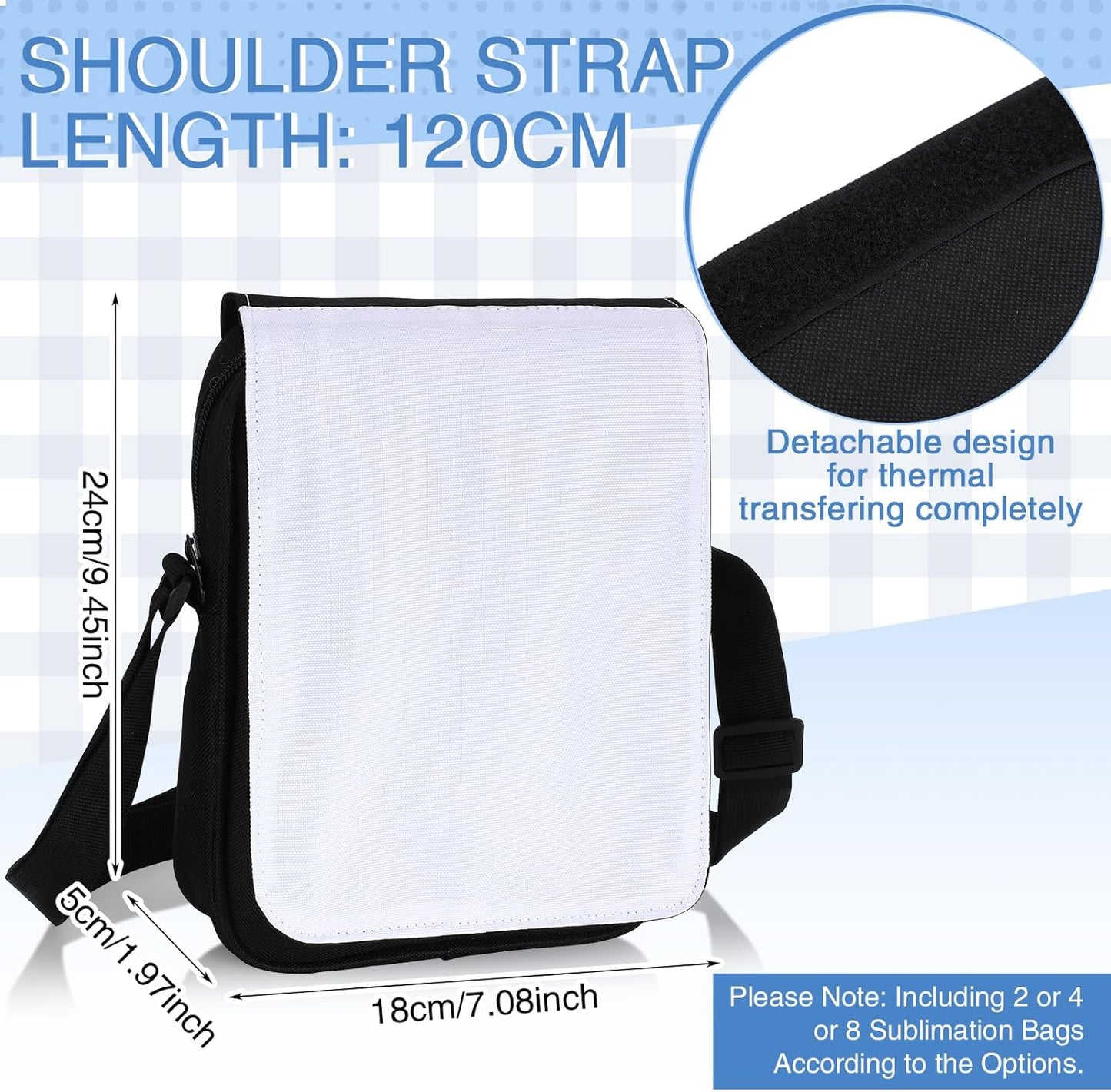 8 Pack: Crossbody Bags Sublimation Blanks | Shoulder Bags