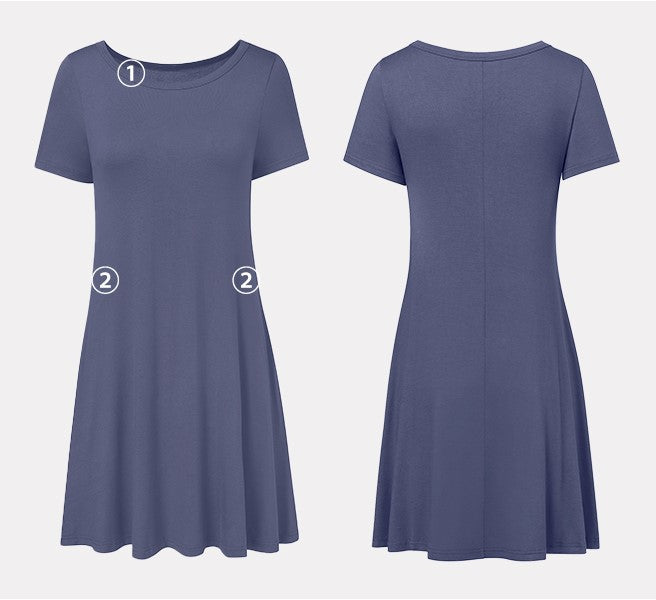 Women's Casual T-Shirt Dress | Swing Flowy Vacation Sundress with Pockets