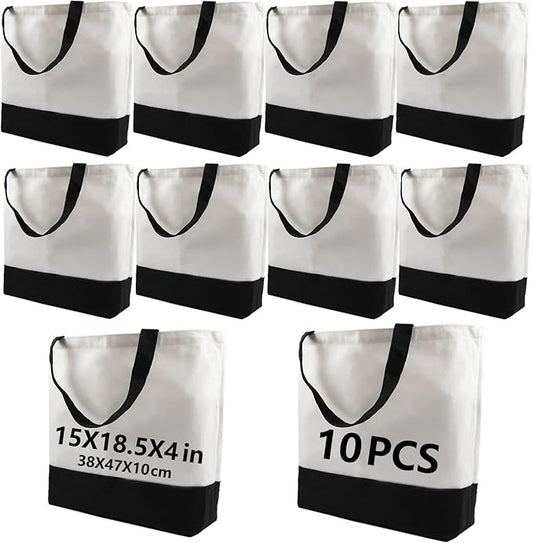 10 Pack: Tote Bags Sublimation Blanks | Polyester Tote Bags