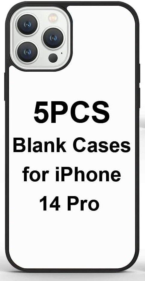 5 Pack: iPhone 14 Pro Blank Sublimation Cases | Soft TPU + Hard PC Anti-Slip Shockproof Covers | For iPhone 14 Pro (2022)