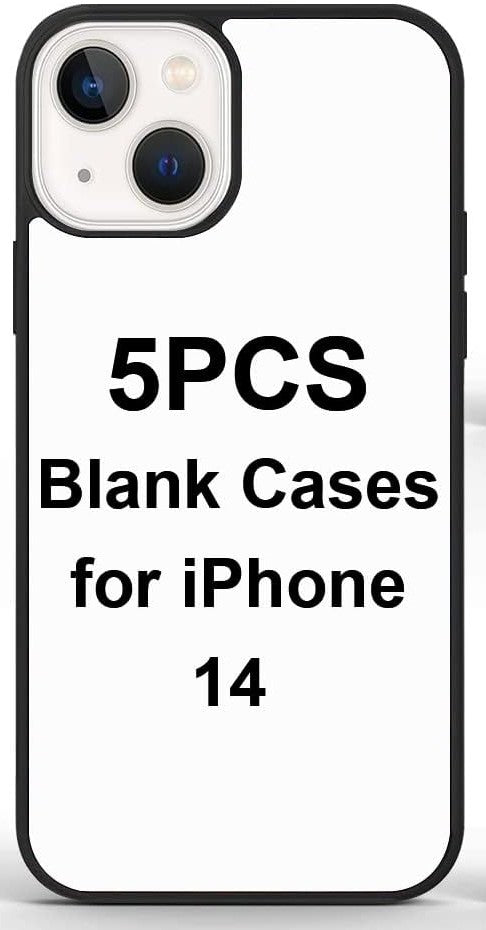 5 Pack: iPhone 14 Blank Sublimation Cases | Soft Rubber | Hard PC Phone Cases | Anti-Slip Shockproof Protective Covers | For iPhone 14 (2022)